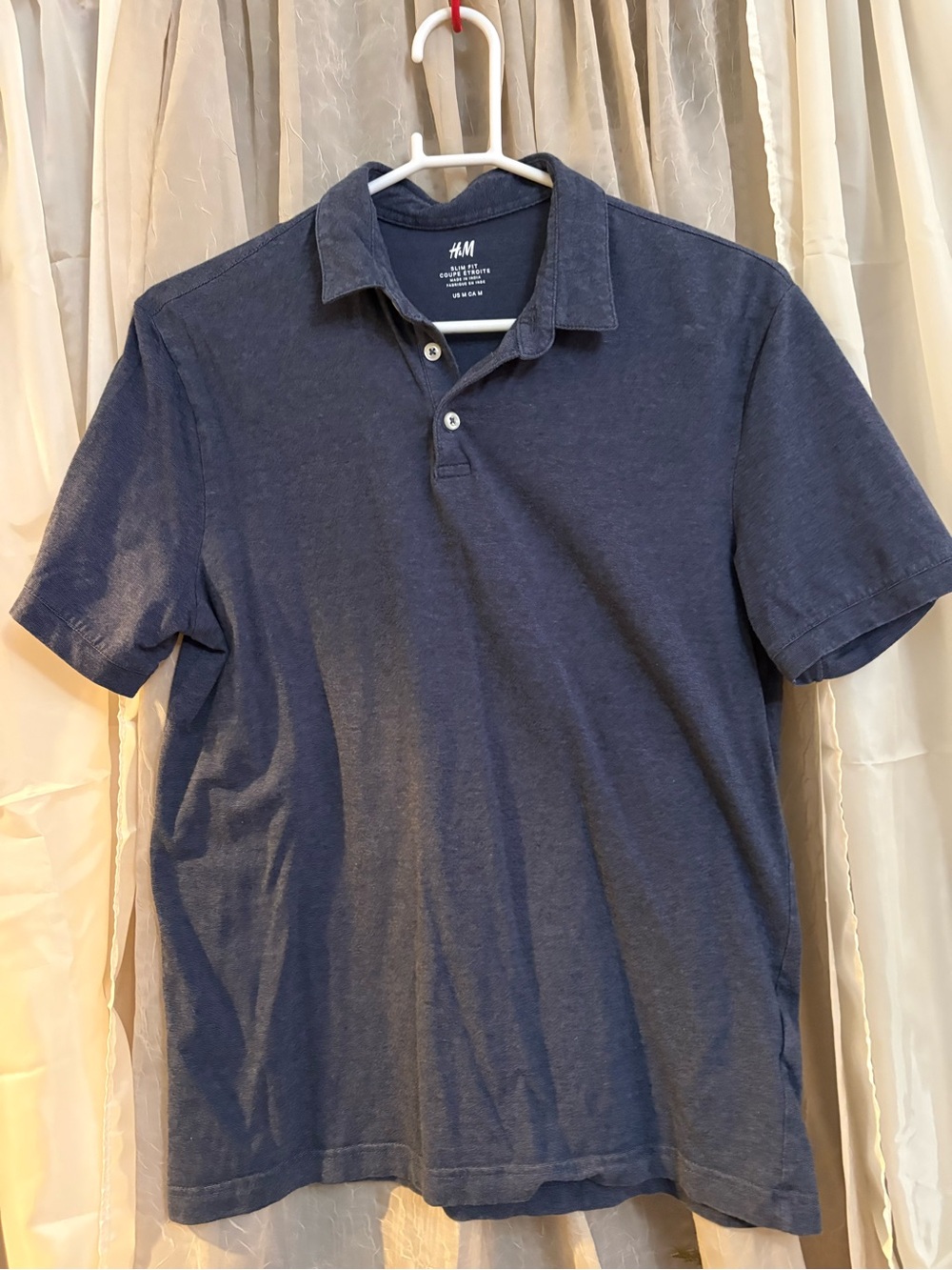 H&M Men’s Dark Blue Short-Sleeve Polo